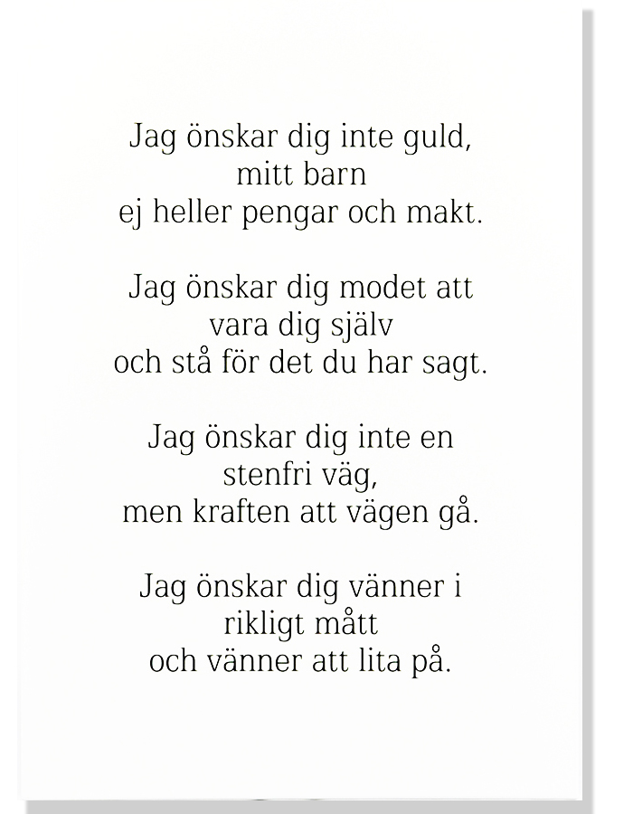 Tavla Jag önskar dig inte guld mitt barn - Ingvar Kamprad